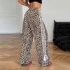Europäische Trendige Leopardendruck Gestreifte Patchwork Schlankmachende Hose