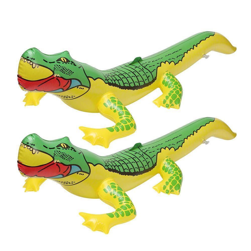 2pcs Crocodile Toy Inflatable Crocodile Game PVC Swimming Pool Air Mattress Outdoor