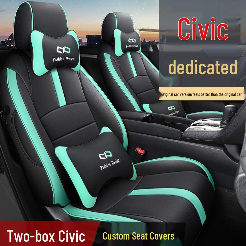 YDG Custom Sports Leather Car Seat Cover for Honda Civic – All-Season, Full Cushion Fit