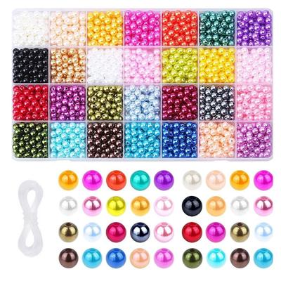 HappyHome Pärlor Hantverkstillbehör Delar 6 mm 28 Färger 1960 Stycken Flerfärgade Handgjorda Armband Handgjorda Tillbehör Hantverk DIY Silikon