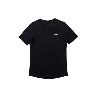 Li Ning Logo Solid Color Quick-Dry Breathable Round Neck Short Sleeve T-Shirt Unisex Tops Black ATSS473-2