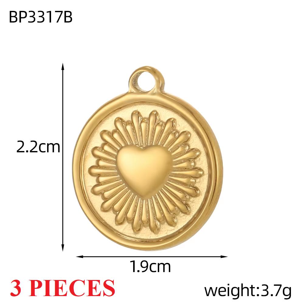 3PCS/LOT CARLIDANA Gold Plated Stainless Steel Charms, Flower Animal Heart Bow Pendants for DIY Necklace Jewelry Making
