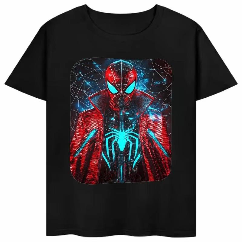 

Унисекс футболка с принтом Marvel Spider 2026 летний новый стиль свободный повседневный модный топ с коротким рукавом S