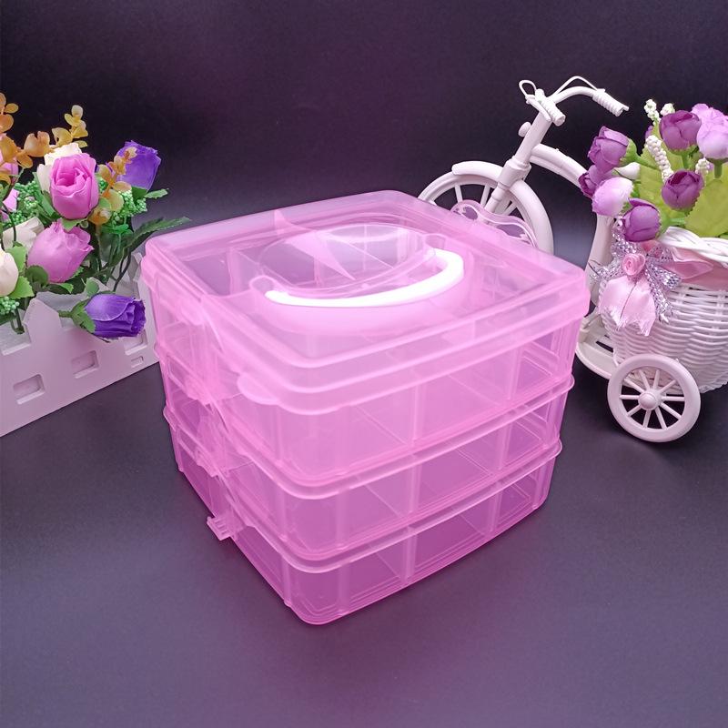 Compact Three-Layer Transparent Storage Box for Tools, Jewelry, and More