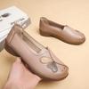 Woman's Spring Autumn New Leather Low Heel Casual Shoes Soft Sole Non Slip Breathable Slip-On Round Toe Nude Shoes Elderly Shoes