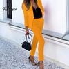 Breathable Fabric Women Suit Women's Dressy 2 Piece Business Set Long Sleeve Blazer Polyester And Acrylic For Pencil Pant Casual Office Work