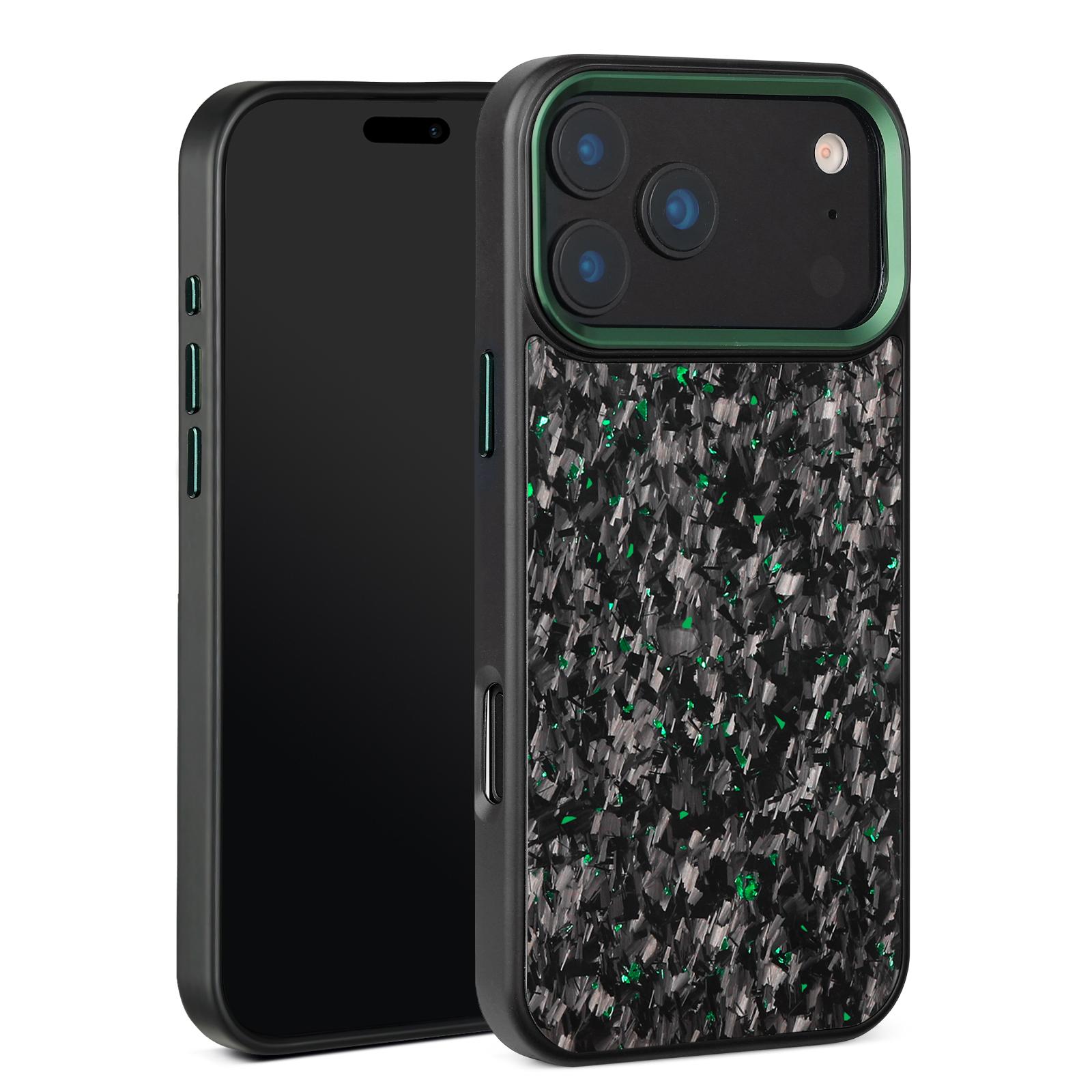 

For iPhone 17 Pro Max Case Forged Texture Aramid Fiber + TPU Phone Cover with Black Lens Frame