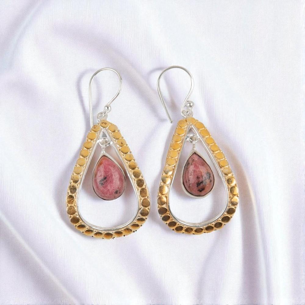 

Rare Black Rhodonite Gemstone 925 Sterling Silver Jewelry Handmade Earrings2.27 EE-82-22