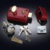Iron Anti-theft Door Lock Key Included Durable Heavy Duty Lock Single Cylinder Retro Style Retro Red Lock Exterior Door