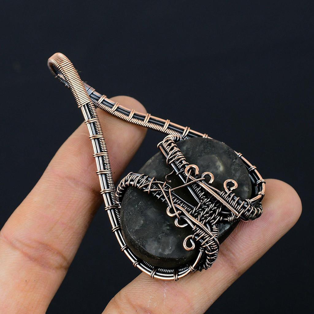 Abalone Shell Gemstone Pure Copper Wire Wrapped Designer Handmade Pendant Jewelry Gift For Her