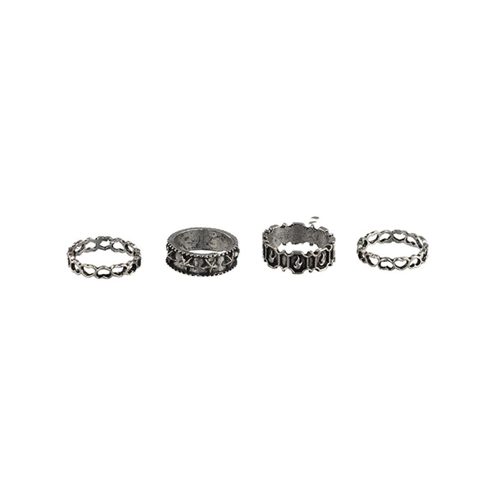 7 Pcs Simple Hip-hop Width Male Zinc Zinc Alloy Irregular Ring Punk Style Korean Style Ring Men Finger Ring