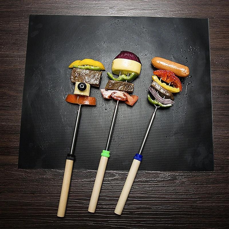 1PC Non-stick Barbecue Mat Reusable Heat-Resistant BBQ Baking Pad Covers Foil Oilpaper with Food Clip Oil Brush BBQ Liner Tools