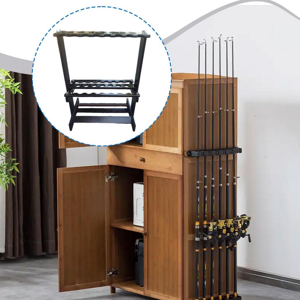 Fishing Rod Holder Versatile Easy Assembly Double Side Slot Bamboo Accessory 23 Holes