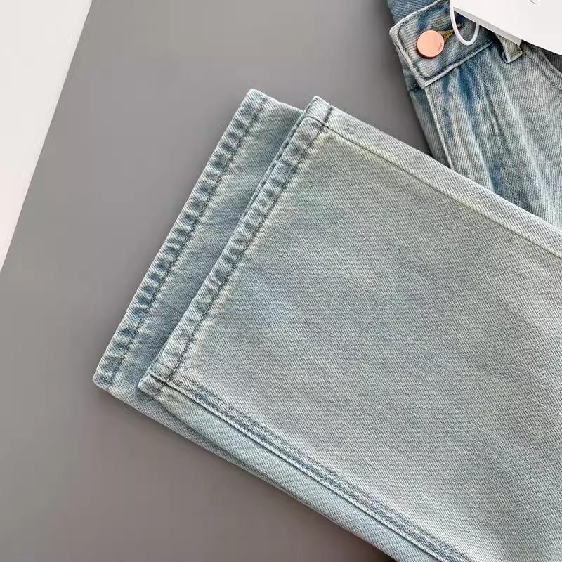 Women's Moonlight Blue High Waist Wide Leg Jeans - Trendy, Versatile, Slim Fit, Loose Drape Casual Trousers