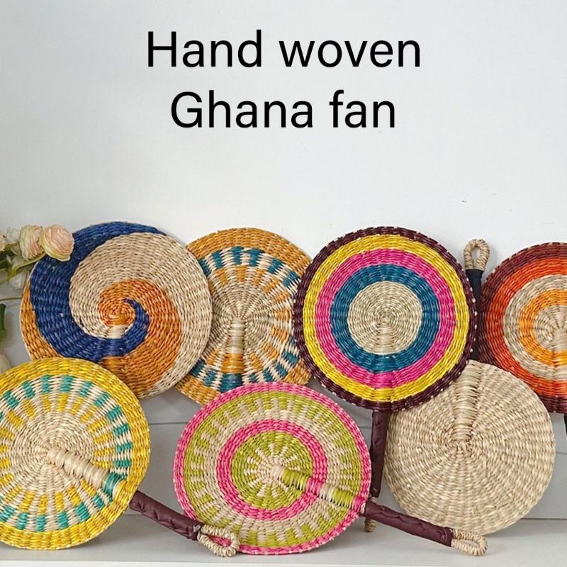 Woven Straw Fan Summer Cooling Grass Handwoven Fan Handmade Fan Nordic Hanging Decorations for Bedroom Wedding
