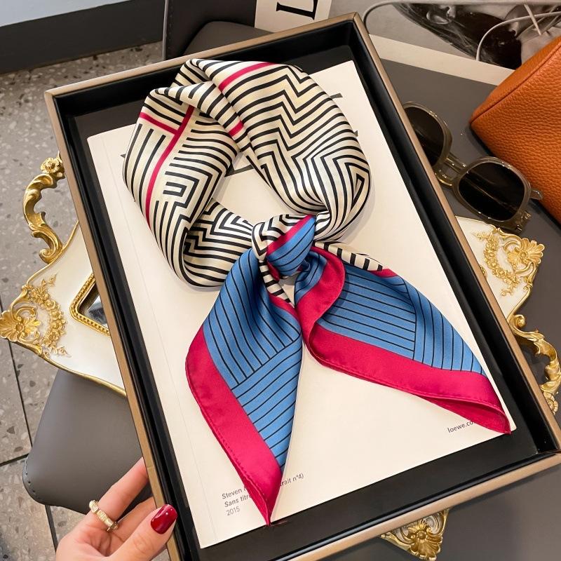 High-end large square scarf silk scarf women's new versatile neck summer thin bag head mother scarf with shawl