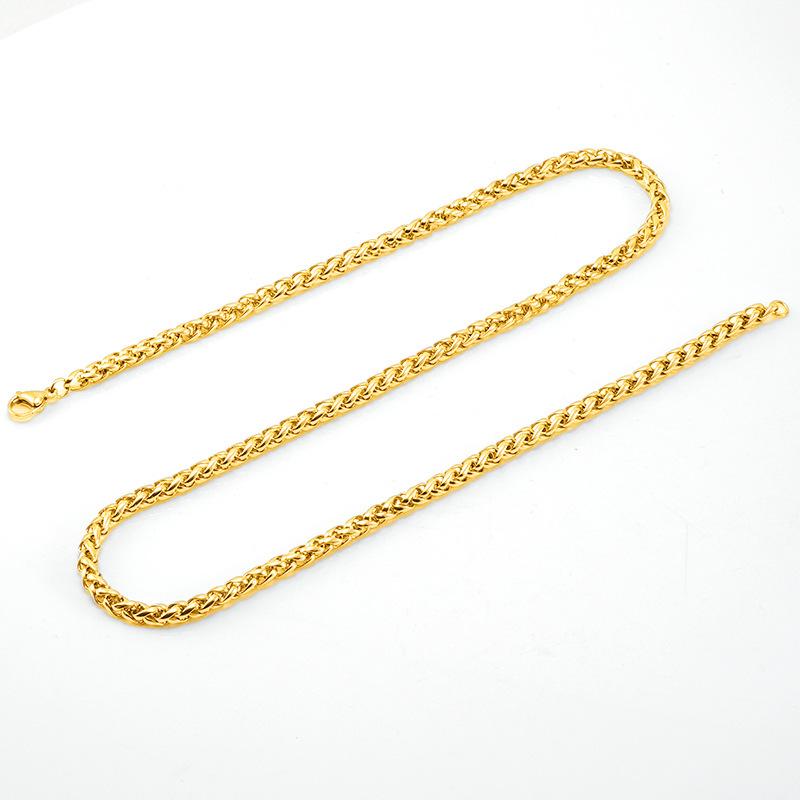 European-American Stainless Steel Dragon Bone Chain Necklace, Hip-Hop 18K Gold Titanium Steel Chain for Men and Women.