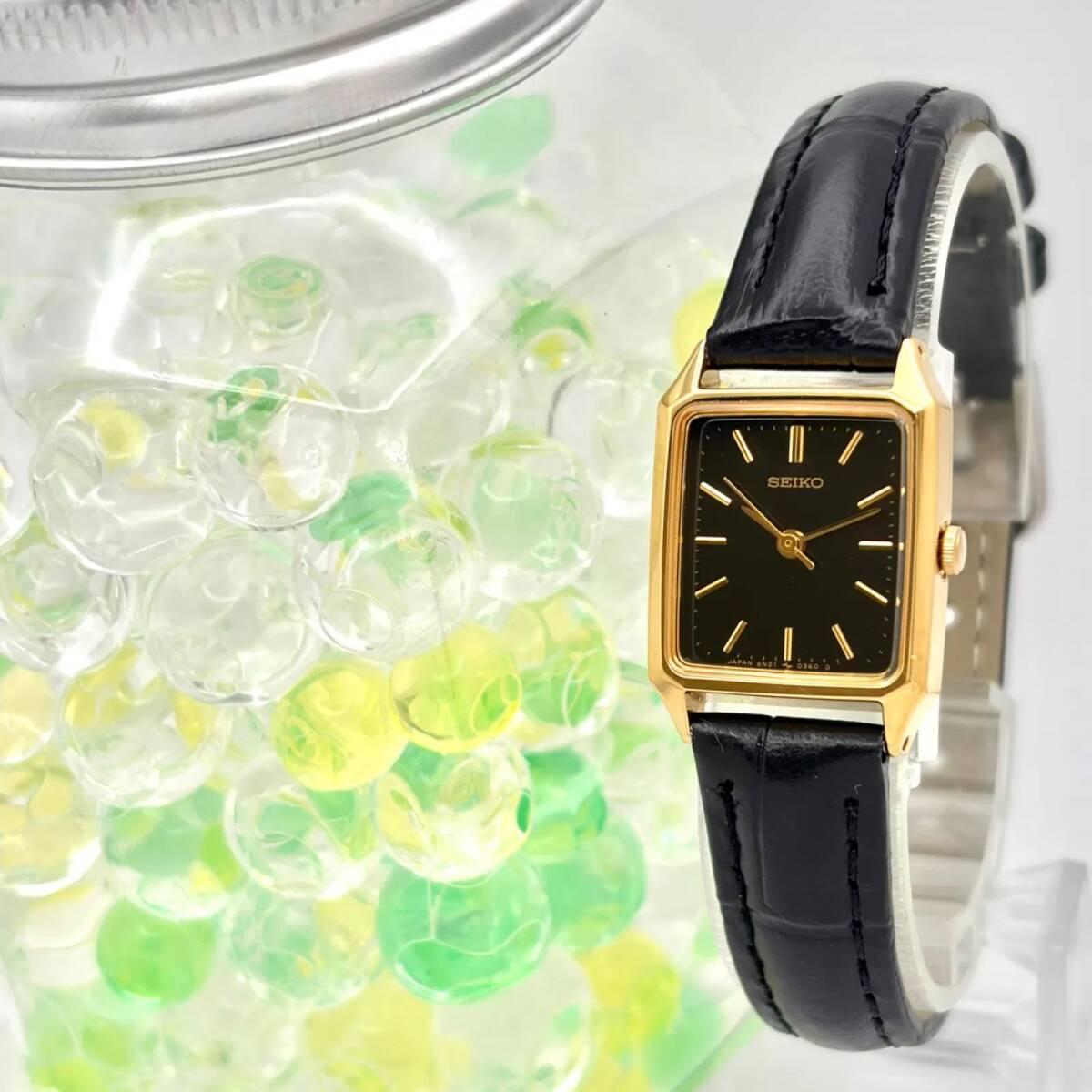Used [New battery] SEIKO Seiko ladies watch gold rectangular 4N21-5090 210073 new belt