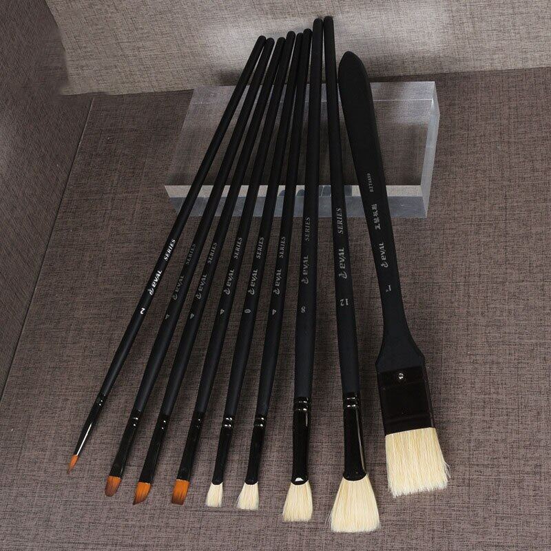 JOWOART Set 10 buc Pensule Multifuncționale Negre pentru Pictură, Păr de Porc, Pensule pentru Vopsea în Ulei, Artă Plastică, Păr de Nailon, Pensule pentru Vopsea în Ulei, Acuarelă