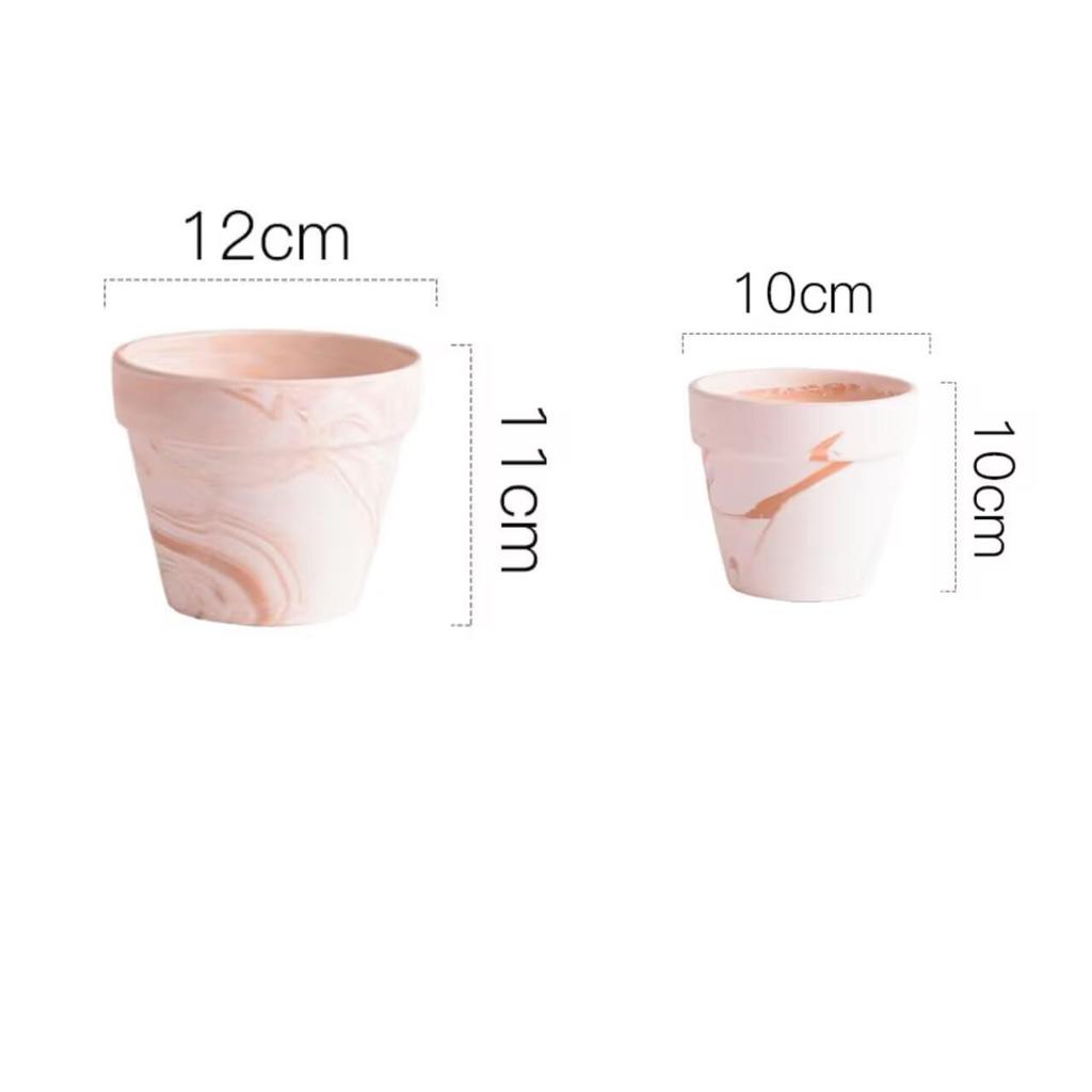 Terracotta Nordic Ceramic Flower Pot with Tray - Large, Coarse Pottery for Succulents and Pothos