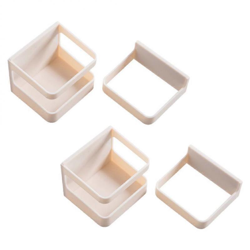 Multifunctional Storage Rack Umbrella Stand Wall-Mounted Shelf Beige 7.1x6.5cm Water Drainage Detachable Design 2Pcs