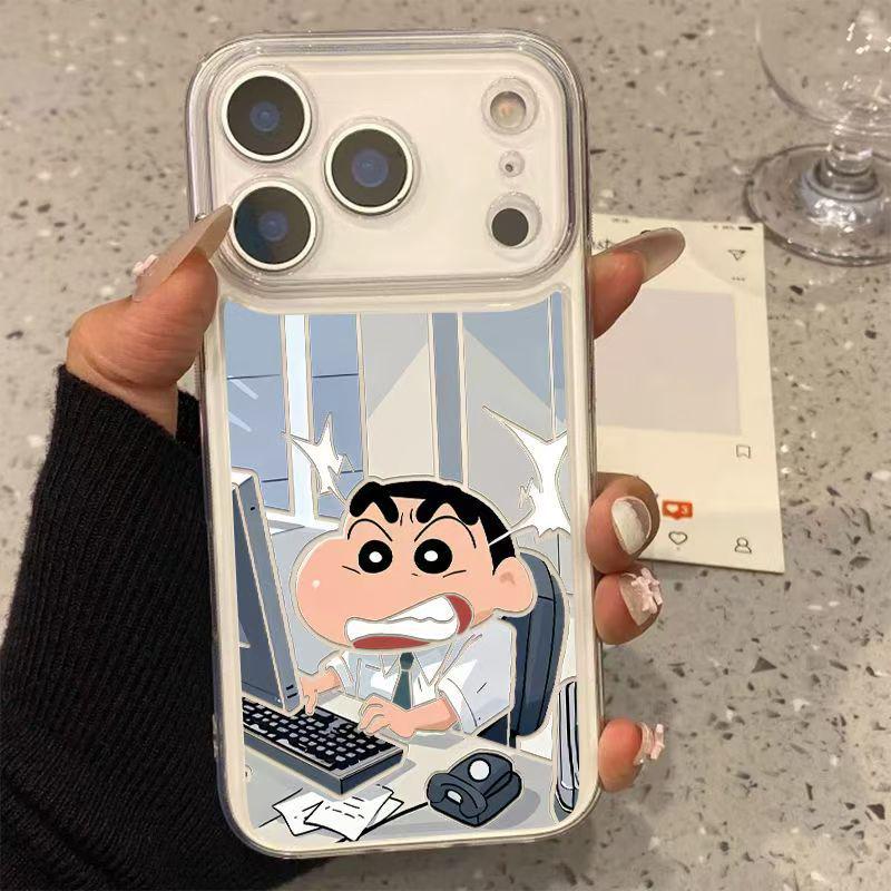 

Overtime Shin-chan iPhone 17 Pro Max Case: Soft Cartoon Shell for iPhones 13-17 14 Pro