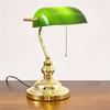 European Modern Antique Style Desk Lamp Hotel Bedside Desk Light Green Banker Book Reading Brass Lamp desk lights