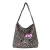 New trendy leopard print large-capacity tote bag versatile shoulder messenger bag, student class canvas trendy bag