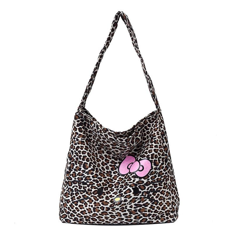 New Trendy Leopard Print Large-capacity Tote Bag Versatile Shoulder Messenger Bag, Student Class Canvas Trendy Bag