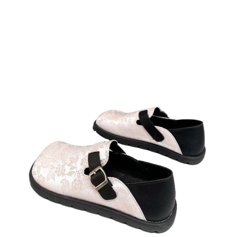 Ugly Cute Retro National Style Shoes Women's 2025 Spring New Soft-soled Single Shoes Lazy One Pedal Casual Versatile Boken Shoes