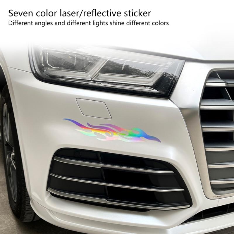 Weatherproof Stylish Easy Apply Reflective Flame Decals Stickers for Cars, Conceal Scratches and Boosts Aesthetic Appeal