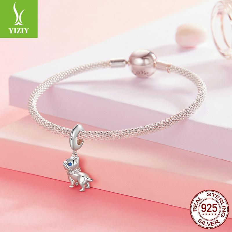 French Dou Pendant S925 Silver Beads, Creative Diy Bracelet Beads Cute Puppy Pendant