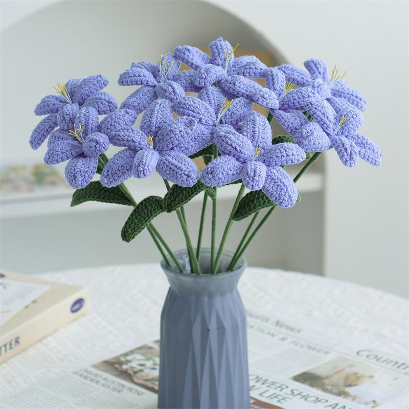 Crochet Tulip Flowers Bouquet Diy Handmade Woven Bouquets Hand Woven Flowers For Mother'S Day Birthday Gifts Wedding Decor