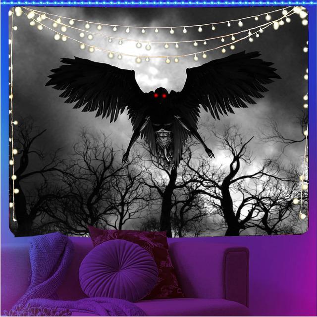 

Гобелен с изображением Человека-мотылька, готический череп, аниме, гобелены, украшение в виде мандалы, домашний декор с бабочкой в ​​стиле бохо, черный и красный, настенное искусство, подвесной 95x73cm