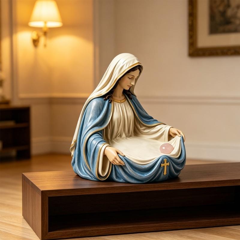 Ricordi della Vergine Maria Portarosari Regalo Cattolico per Donne Statuetta Benedizione Madre Portachiavi Organizzatori di Piccoli Oggetti Statua della Vergine Maria