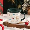 Christmas Ceramic Cup Gift with Handle, Mug, Creative Gift Box with Lid and Spoon, Couple's Water Cup, Christmas Gift Cup