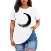 Ladies' Loose Comfortable Casual Fashionable  Moon Pattern Printed Round Neck Short Sleeved Shirt