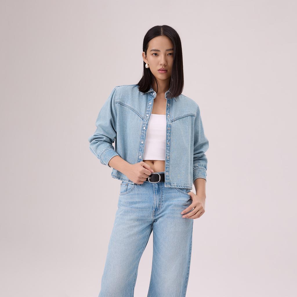 Levis Vintage Soft Casual Comfortable Denim Pointed Collar Long Sleeve Shirt Women shirts 005DW-0001