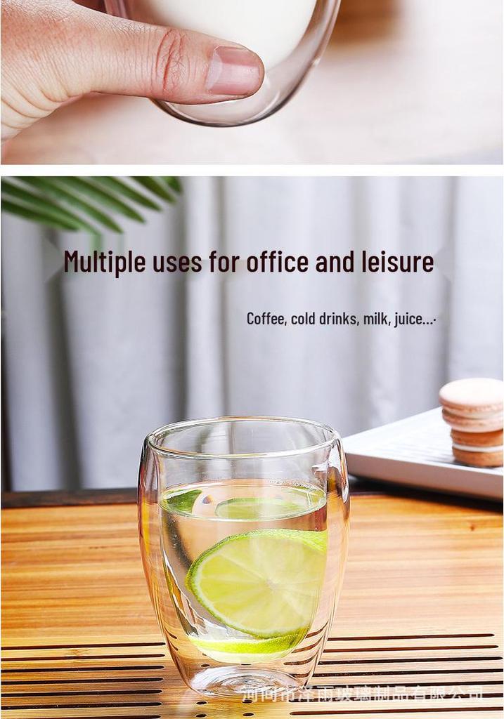 Transparent Double-Layer Insulated Glass Cup - Creative Large Capacity for Coffee, Tea & Wine