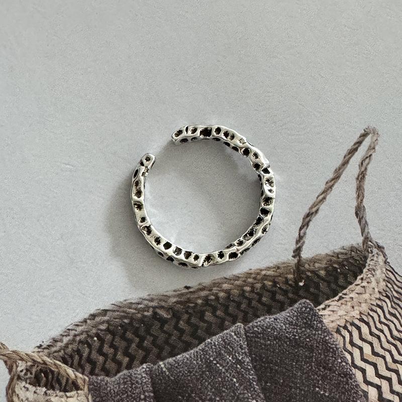 Silver Color Irregularly Pleated Heart Opening Ring for Women Minimalist Fashion Fashion Jewelry