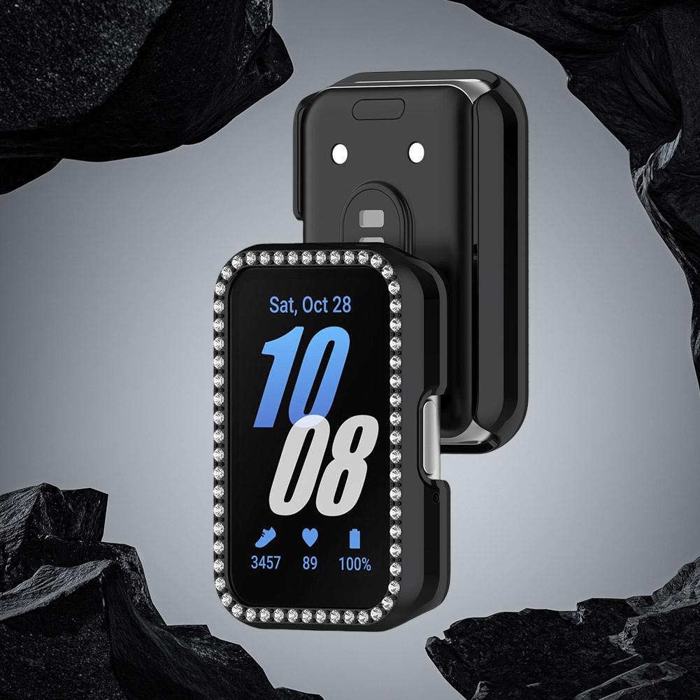 PC Diamond Inlaid Case Screen Protector Case Dustproof Smartwatch Protective Shell Anti-Scratch for Samsung Galaxy Fit 3