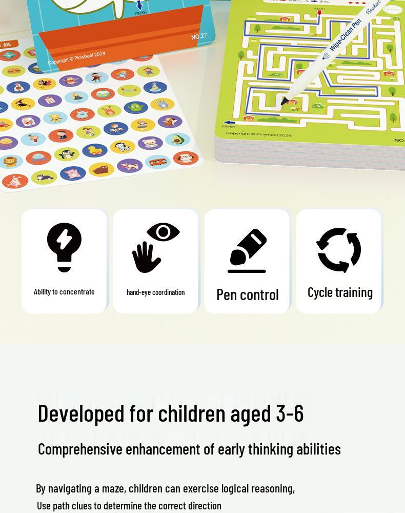 Pinwheel Maze Training Book: Spot Differences & Pen Control Games for Kids