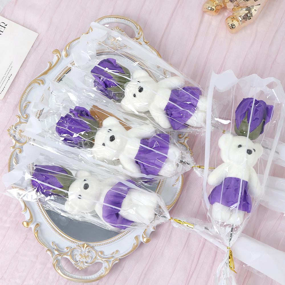 43cm Artificial Foam Bear Soap Rose Valentine's Day Gift Holding Bouquet Wedding Decoration Home Room Decor DIY Family Gathering