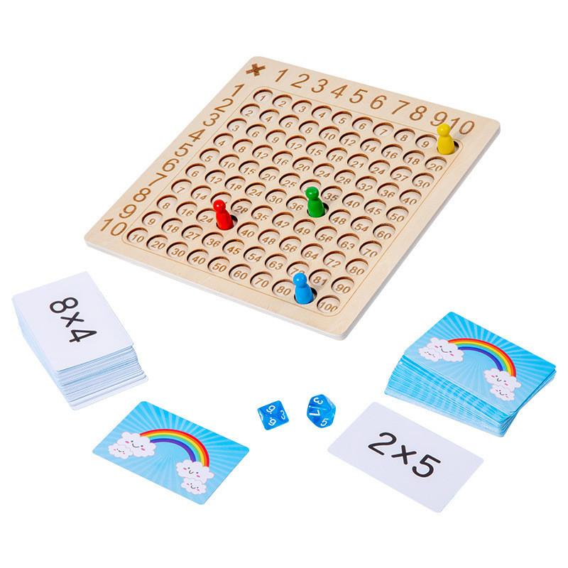 

Childrens Learning Math Tool Wooden Multiplication Board Homeschooling For