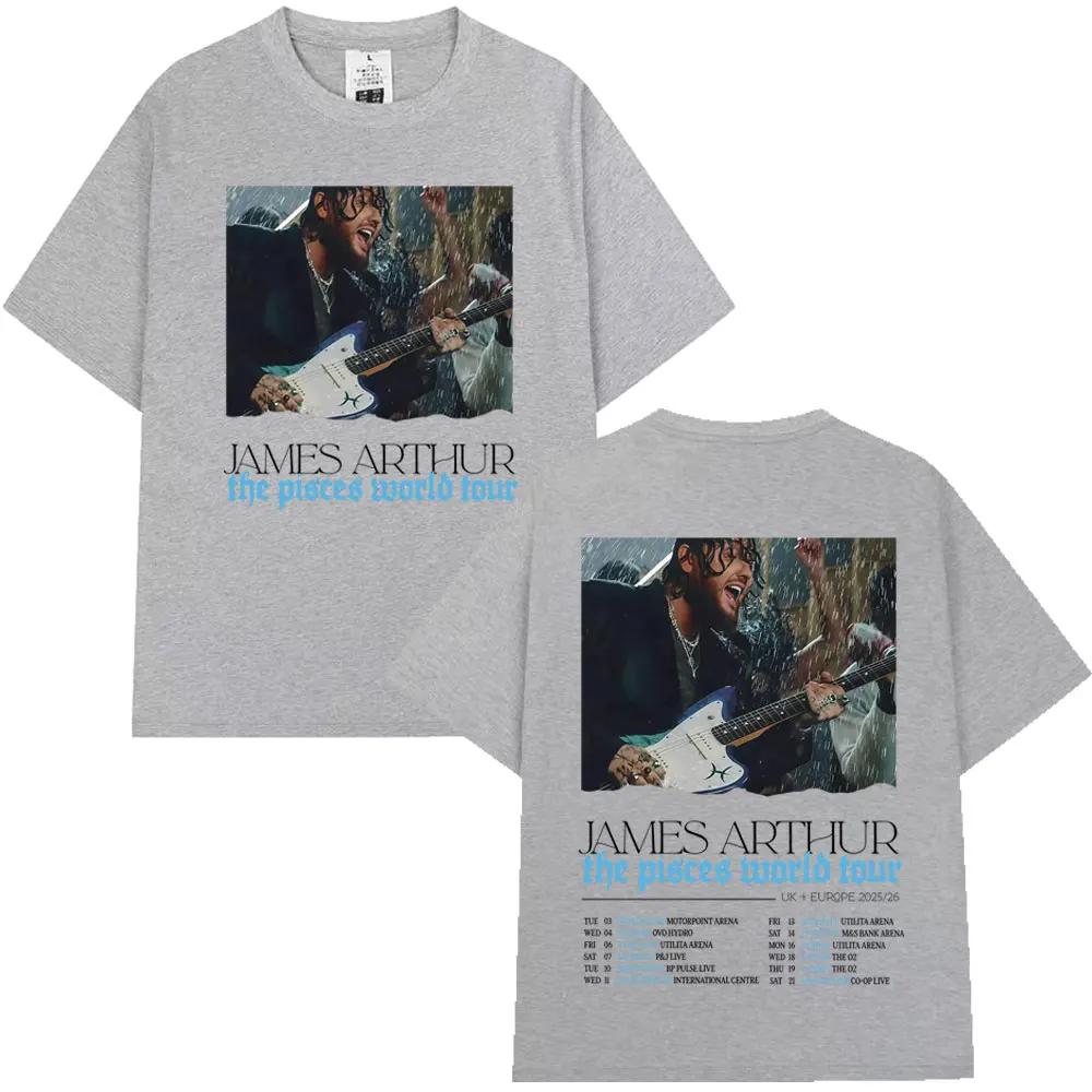 Summer James Arthur Pisces World Tour Pattern Tshirt Summer Unisex Hip Hop Retro Cotton Loose Casual Street YK Tshirt