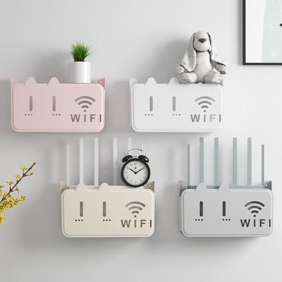 Nástěnný organizér na router a modem: Bezdrátová WiFi zásuvka, police pro TV set-top box, úložný box na kabely