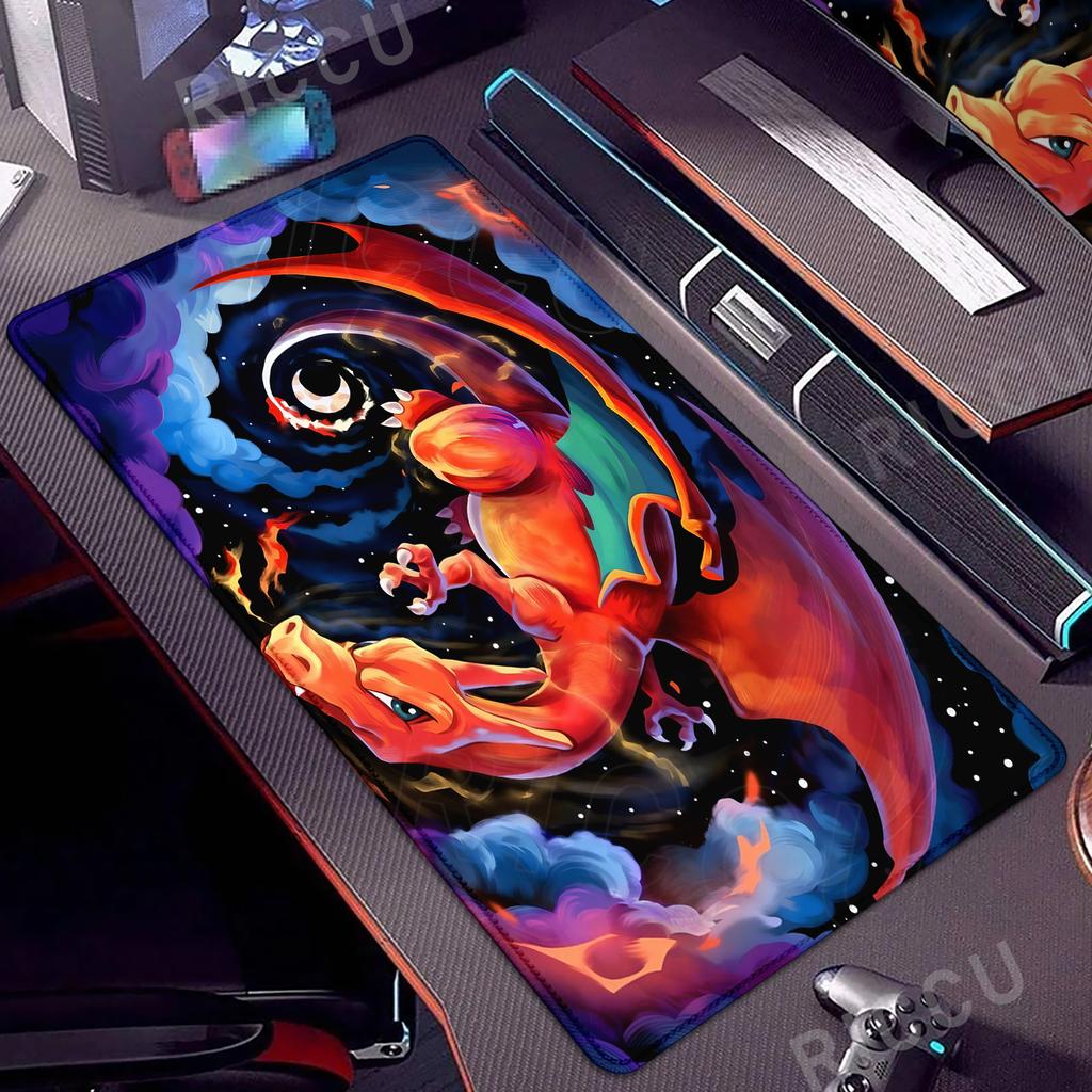 Gaming Large Mouse Pad Anime Pokemon Charizard Desk Mat E-Sports Keyboard Mousepad Office Extended Table Pad PC Accessories Rug