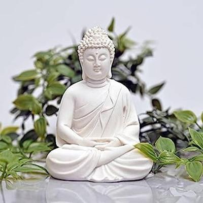 Lord Gautam Buddha| Statue of Meditating Buddha Decorative Showpiece Decorative Showpiece - 10 Cm  (Marble, White)