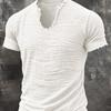 Summer, Solid Color, Men's T-shirt, Retro V-neck, Hairy Edge, Short Sleeve