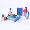 7Pcs/Set Kids Girls Lovely Family Dolls 7 People Play Set Wooden Figures Kit Pretend Gifts for Children House